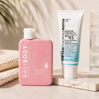 Soft Tan Set - Bali Body Watermelon Tanning Oil SPF6 + PTR Water Drench Broad Spectrum SPF 45 Hyaluronic Cloud Moisturizer 50ml