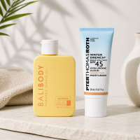 Travel Glow Set - Pineapple Tanning Oil SPF15 + PTR Water Drench Broad Spectrum SPF 45 Hyaluronic Cloud Sheer Tint Moisturizer 20ml